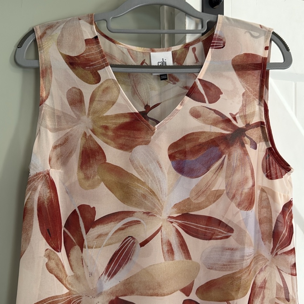 Cabi Floral Sleeveless Women's Top - Red and Cream